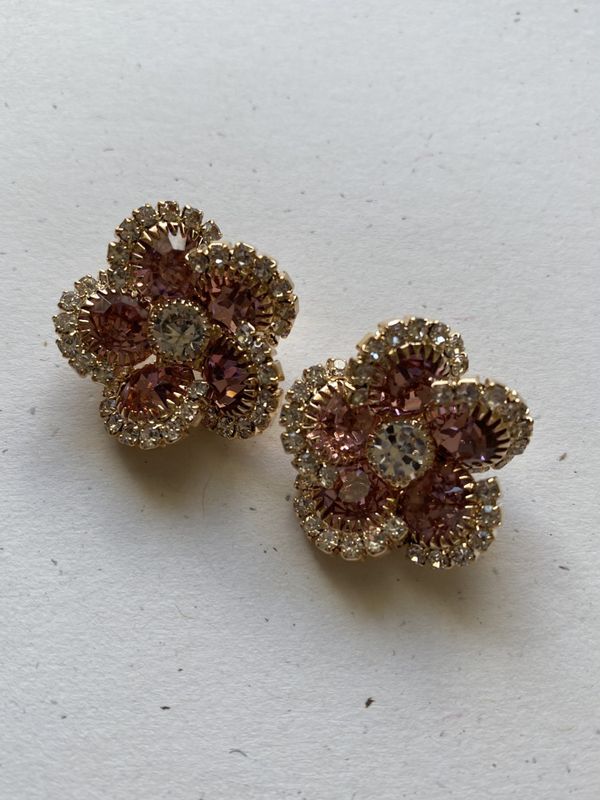 Bling blomsterknapper - Rosa