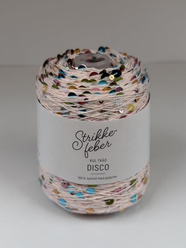200g Disco #92 Lysrosa  med flerfarga paljetterosa 