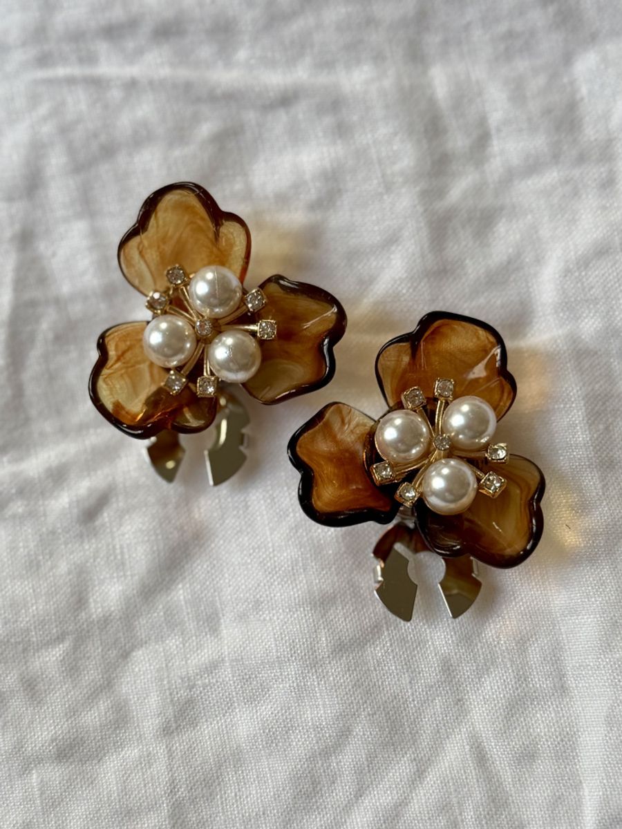 1 par Button covers - store blomster - brun