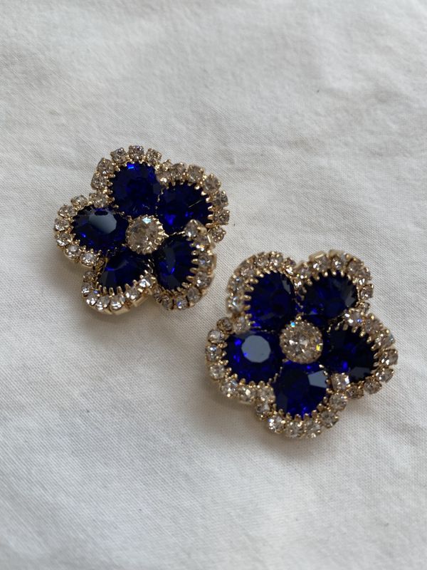 Bling blomsterknapper - Kobolt