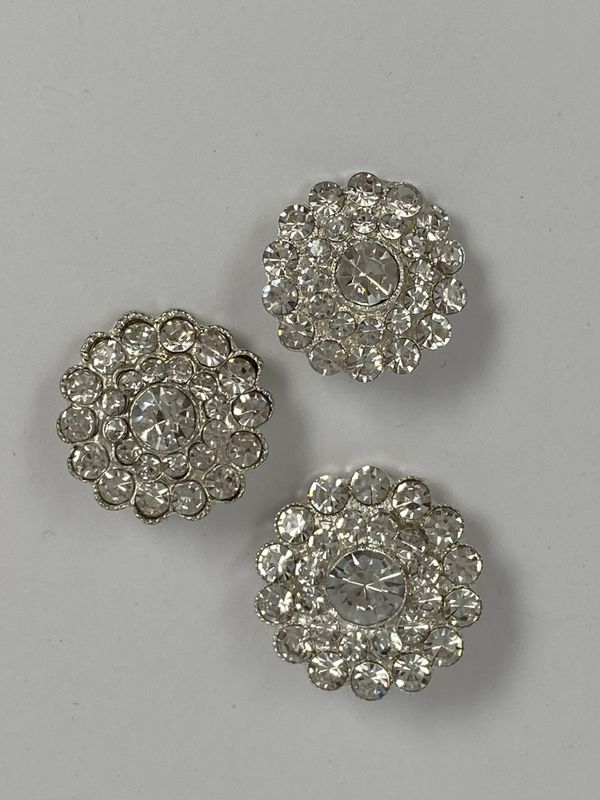 Elegante bling knapper - sølv