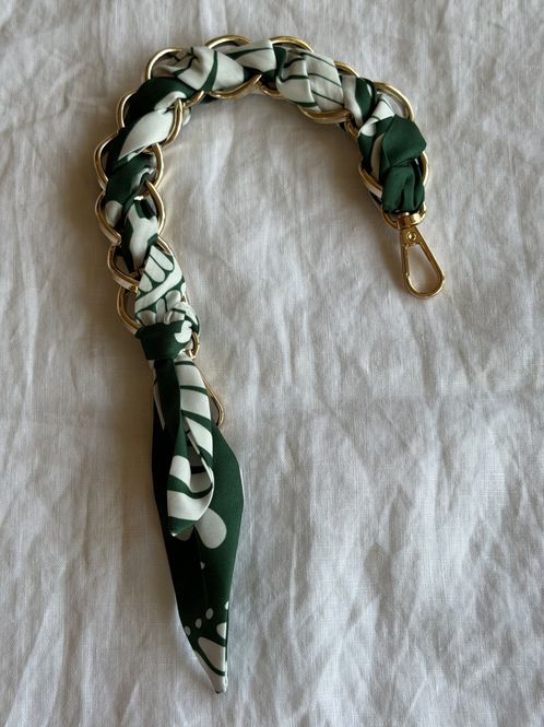 Hovedbilde Lenke med silkeskjerf - grønn og hvit