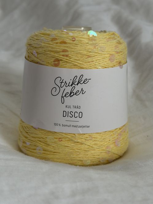 Hovedbilde 200g Disco #130 gul med rainbow paljetter