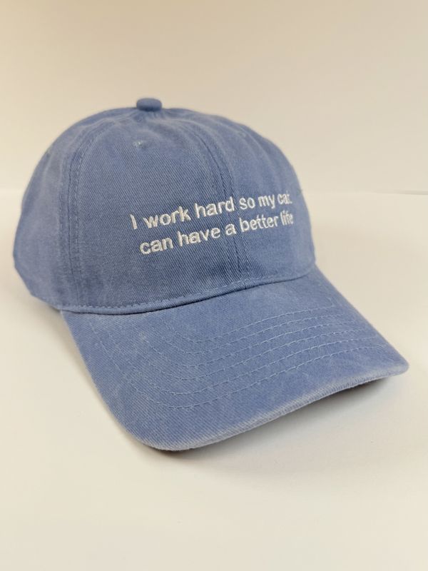 Caps - I work hard so my cat can have a better life - Blå