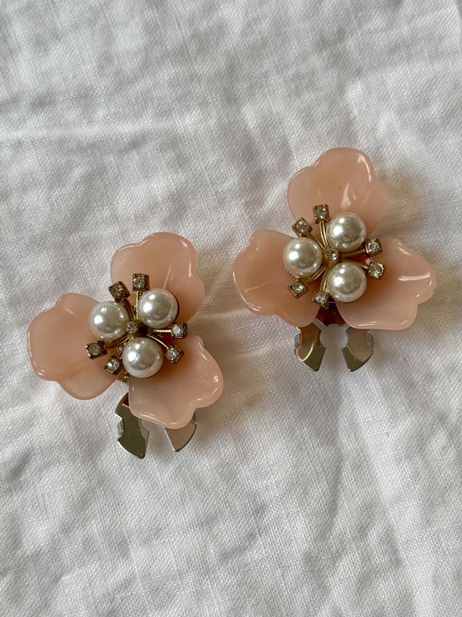 1 par Button covers - store blomster - peach