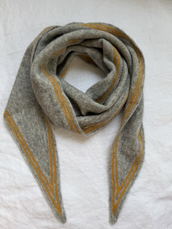 Cashmere skjerf - Lysgrå og gul